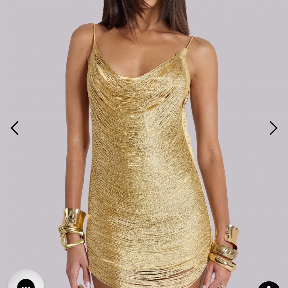 Jaded London Lavinia Backless Fringe Mini Dress in Gold - Picture 6 of 12